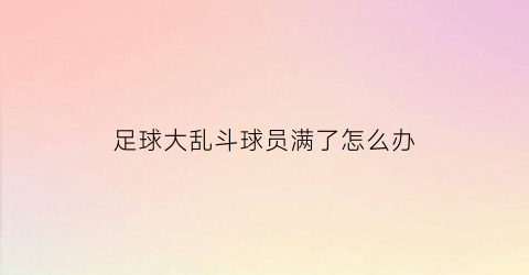 足球大乱斗球员满了怎么办(乱斗足球阵容)