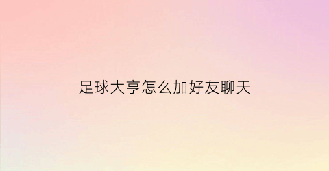 足球大亨怎么加好友聊天(足球大亨app)