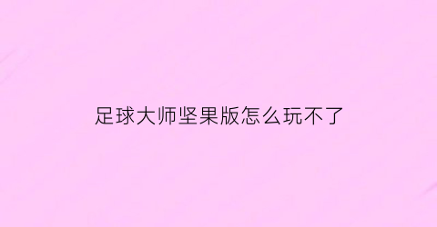 足球大师坚果版怎么玩不了(足球大师坚果平台)