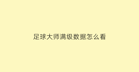 足球大师满级数据怎么看(足球大师球员等级)
