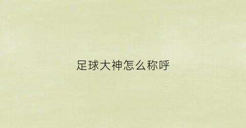 足球大神怎么称呼(足球界的大佬)
