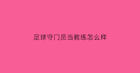 足球守门员当教练怎么样(足球守门员需要干什么)