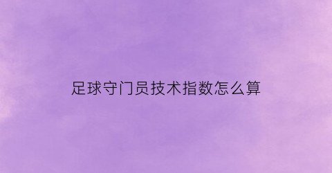 足球守门员技术指数怎么算(足球守门员守球率)