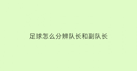 足球怎么分辨队长和副队长(足球怎么分辨队长和副队长呢)