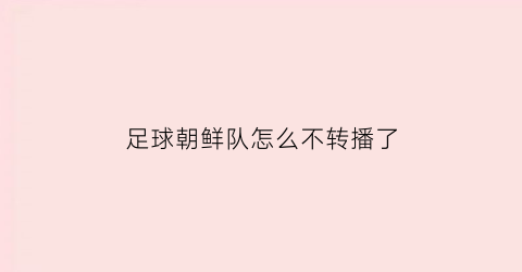 足球朝鲜队怎么不转播了(朝鲜足球队踢不好回去坐牢)