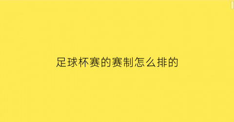 足球杯赛的赛制怎么排的(足球杯比赛)