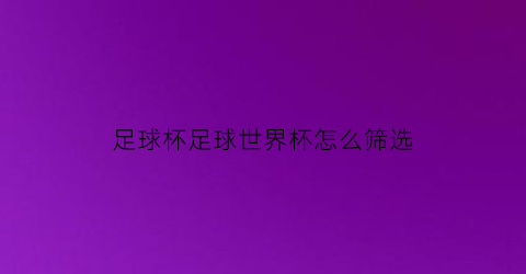 足球杯足球世界杯怎么筛选(世界足球杯怎么买)