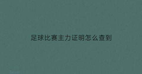 足球比赛主力证明怎么查到(足球比赛主力证明模版)