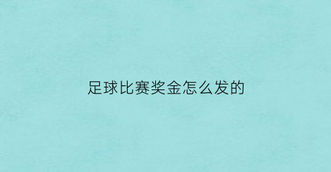 足球比赛奖金怎么发的(足球比赛奖金发放方案)
