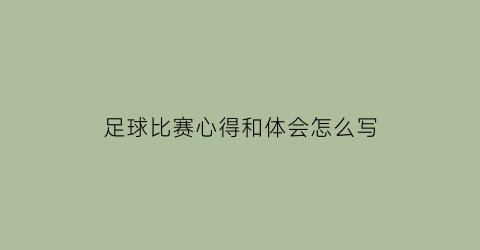 足球比赛心得和体会怎么写(足球比赛心得500字)