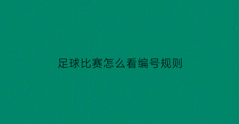 足球比赛怎么看编号规则(足球比赛序号)