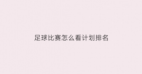 足球比赛怎么看计划排名(怎么能看懂足球比赛)