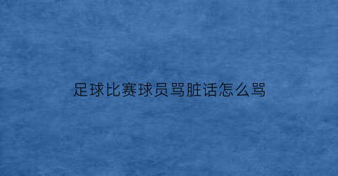 足球比赛球员骂脏话怎么骂(足球场上骂人)