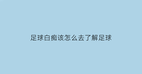 足球白痴该怎么去了解足球(足球白痴怎么入坑)