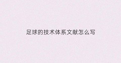 足球的技术体系文献怎么写(足球技术论文)