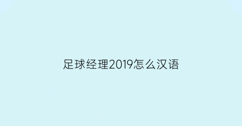 足球经理2019怎么汉语(足球经理2021语言)
