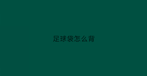足球袋怎么背(足球袋子怎么编视频)