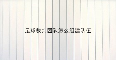 足球裁判团队怎么组建队伍(足球裁判组成员)