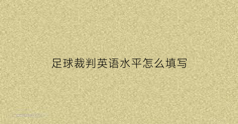 足球裁判英语水平怎么填写(足球视频裁判英文简称)