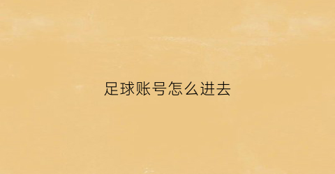 足球账号怎么进去(足球号怎么看)