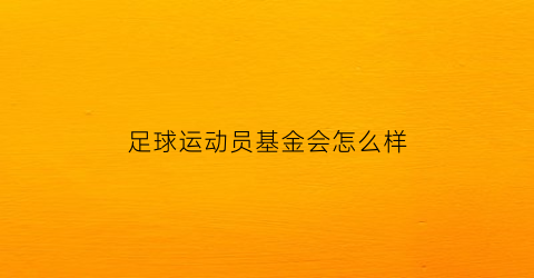 足球运动员基金会怎么样(足球运动员奖金构成)