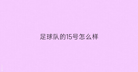 足球队的15号怎么样(足球队15号打什么位置)
