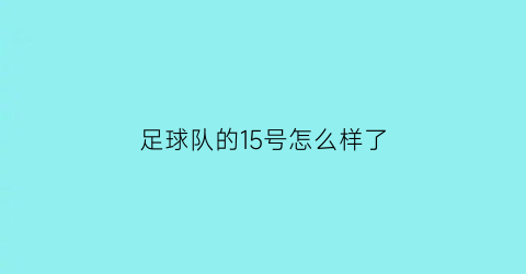 足球队的15号怎么样了(足球队15号代表什么)