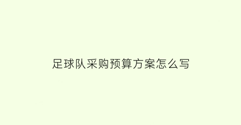 足球队采购预算方案怎么写(足球比赛经费预算)