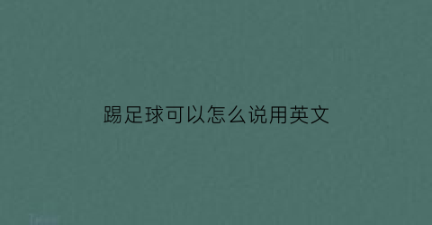 踢足球可以怎么说用英文(踢足球英语怎样说)