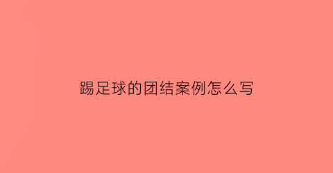 踢足球的团结案例怎么写(足球团结协作)