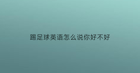 踢足球英语怎么说你好不好(你踢足球怎么样)