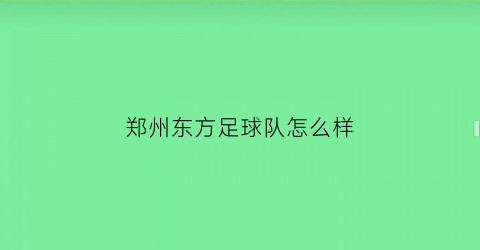 郑州东方足球队怎么样(郑州东区足球培训班)