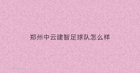 郑州中云建智足球队怎么样(中云建设管理有限公司)