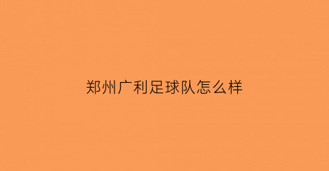 郑州广利足球队怎么样(郑州广利达电子技术有限公司)