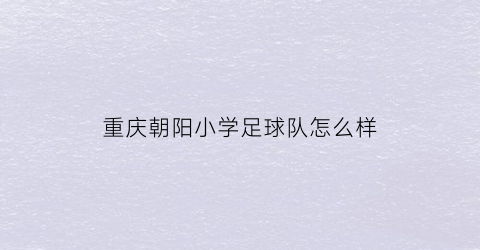 重庆朝阳小学足球队怎么样(重庆市朝阳中学足球队)