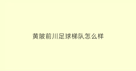 黄陂前川足球梯队怎么样(2021年黄陂前川发展动态)