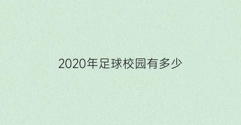 2020年足球校园有多少(全国足球校园)