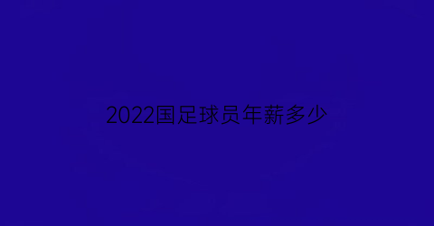 2022国足球员年薪多少