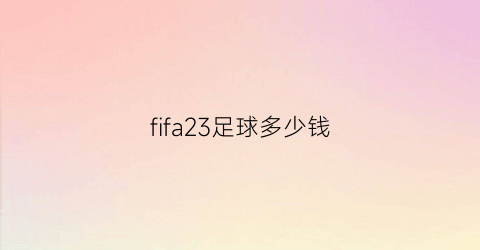 fifa23足球多少钱(fifa2020多少钱)