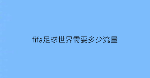 fifa足球世界需要多少流量