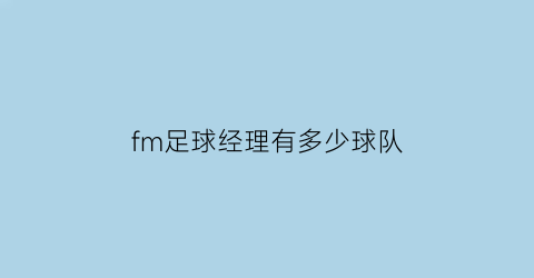 fm足球经理有多少球队(fm足球经理是哪个公司的)