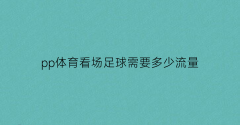 pp体育看场足球需要多少流量