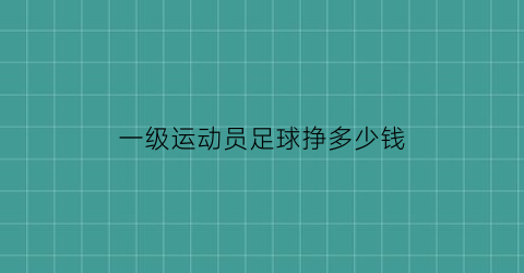 一级运动员足球挣多少钱