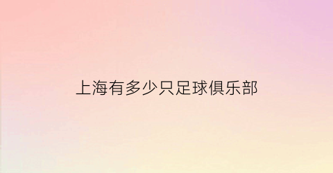 上海有多少只足球俱乐部