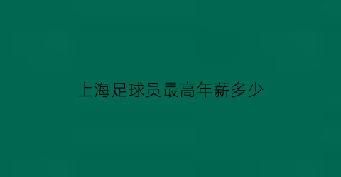 上海足球员最高年薪多少