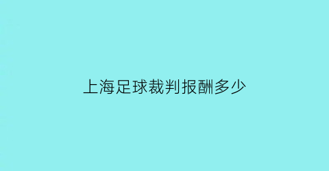 上海足球裁判报酬多少