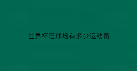 世界杯足球场有多少运动员(足球世界杯有多少队伍)