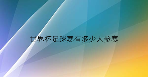 世界杯足球赛有多少人参赛(世界杯足球赛有多少人参赛过)