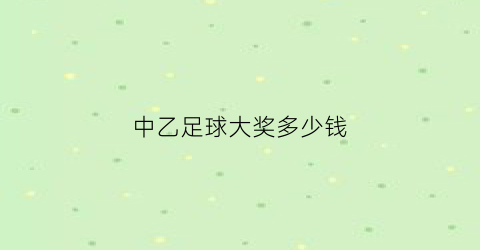 中乙足球大奖多少钱(中乙足球大奖多少钱一个)