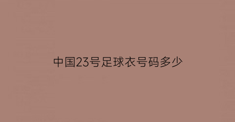 中国23号足球衣号码多少